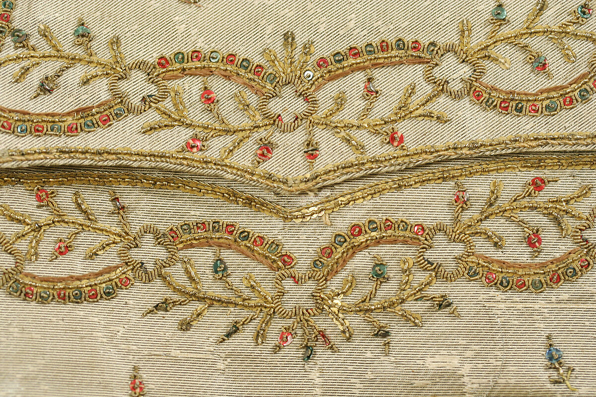 Suit, silk, metallic, French