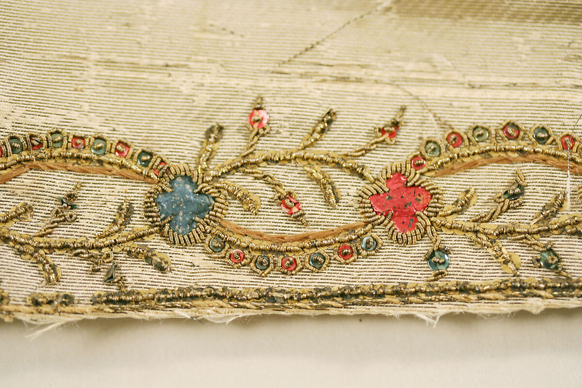 Suit, silk, metallic, French