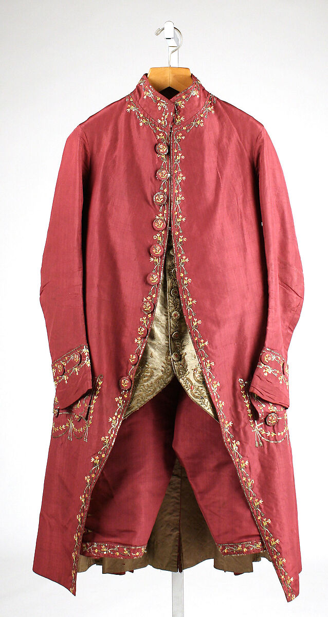 Suit, silk, metallic, French 