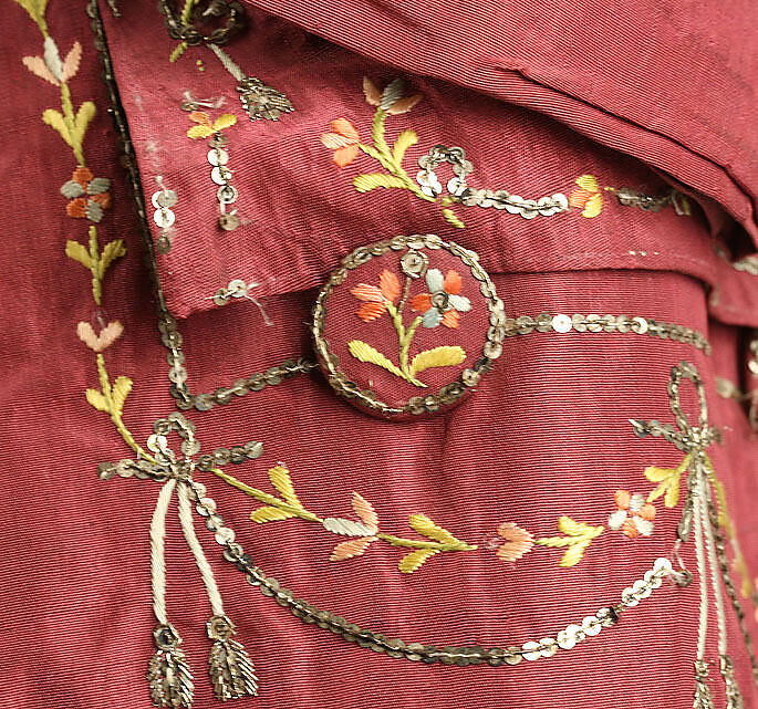 Suit, silk, metallic, French