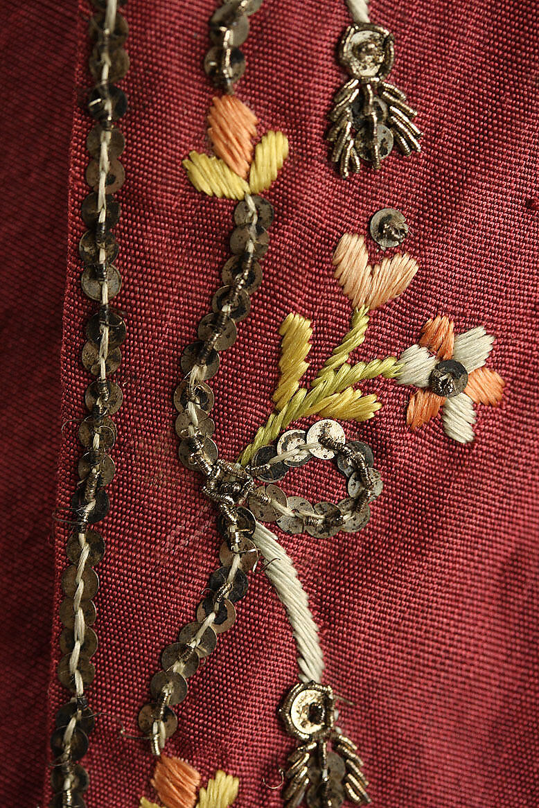 Suit, silk, metallic, French