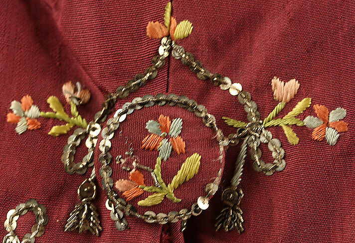 Suit, silk, metallic, French