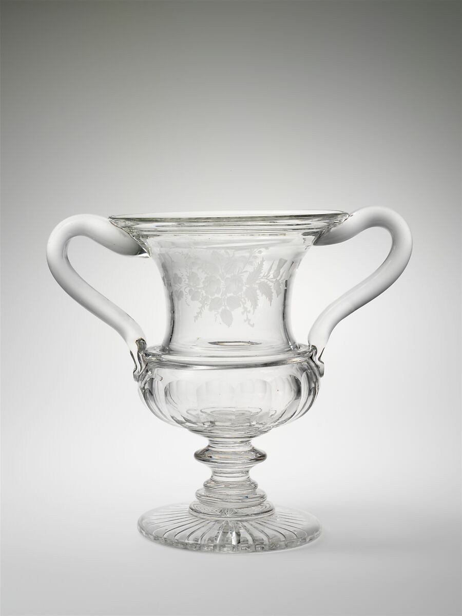 Urn, Blown, cut, and engraved glass, American 