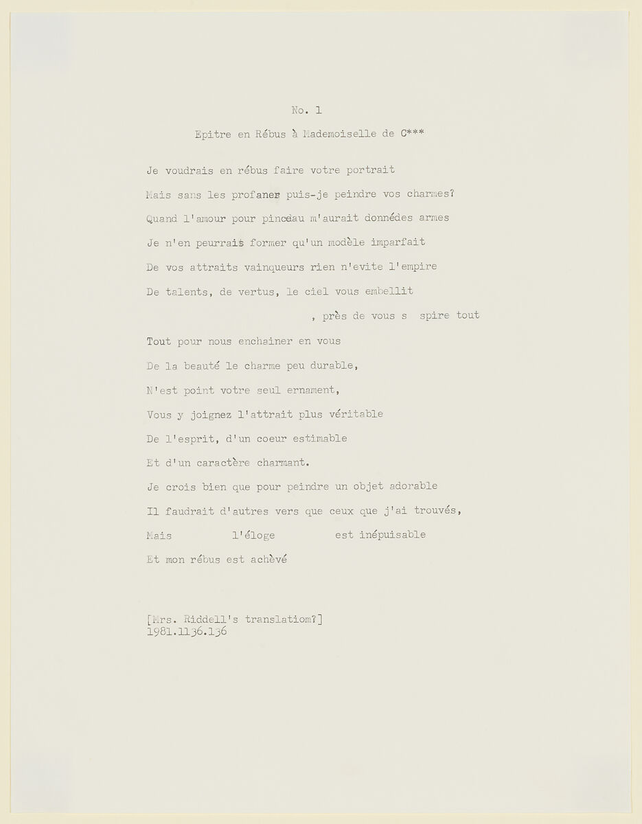 Rebus Valentine Letter, Michelet Libraire (French), Engraving, watercolor