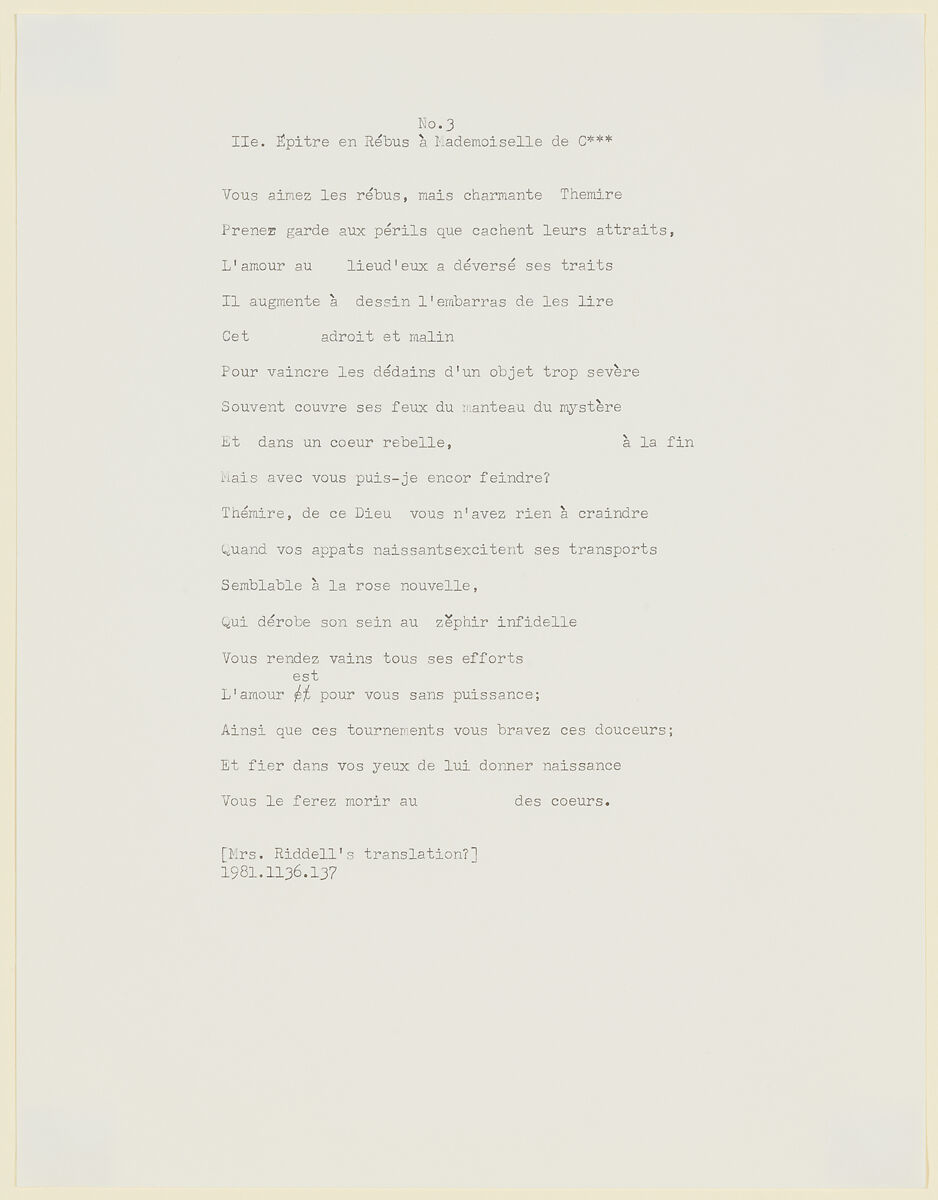 Rebus Valentine Letter, Michelet Libraire (French), Engraving, watercolor