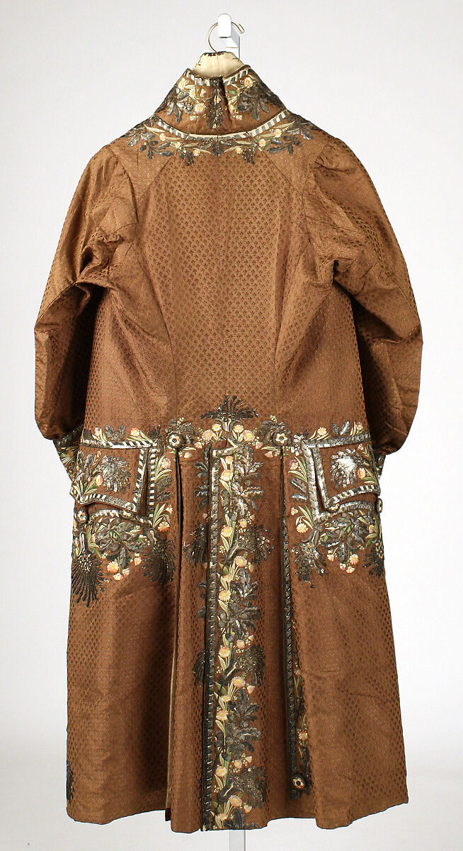 Suit, silk, metallic thread, French