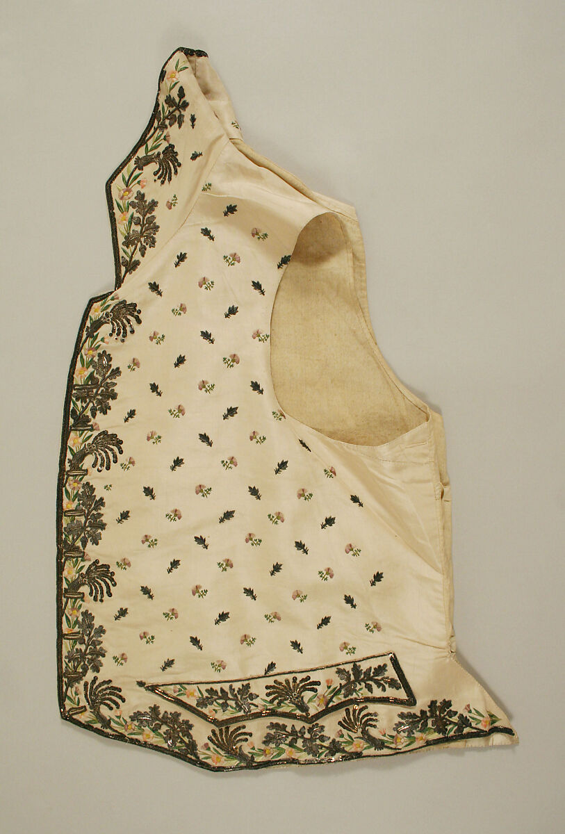 Suit, silk, metallic thread, French