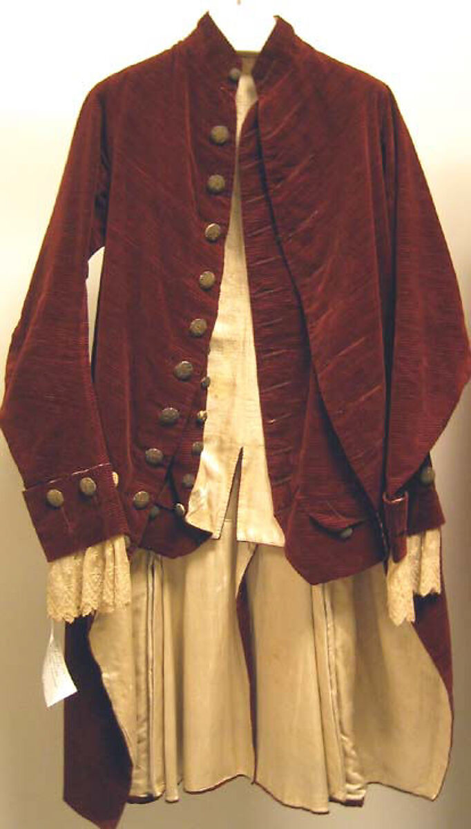 Suit, cotton, metallic thread, British