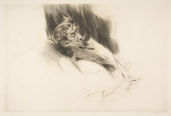 Whistler Asleep, Giovanni Boldini (Italian, Ferrara 1842–1931 Paris), Drypoint 