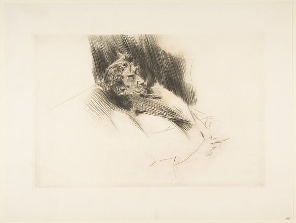 Whistler Asleep, Giovanni Boldini (Italian, Ferrara 1842–1931 Paris), Drypoint