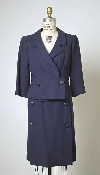 Suit, House of Balenciaga (French, founded 1937), wool, leather, French 