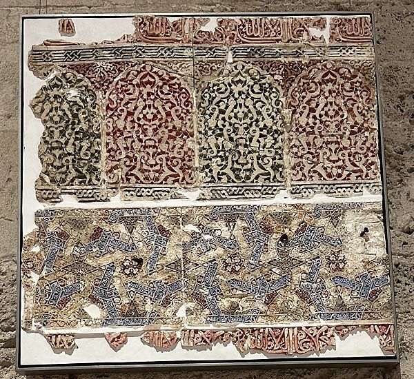 Panel from the Bath of the Patio de la Acequia, Alhambra Palace, Unknown, Molded, carved, and painted stucco
