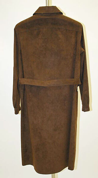 Dress, Halston (American, Des Moines, Iowa 1932–1990 San Francisco, California), a) suede, plastic; b) suede, American