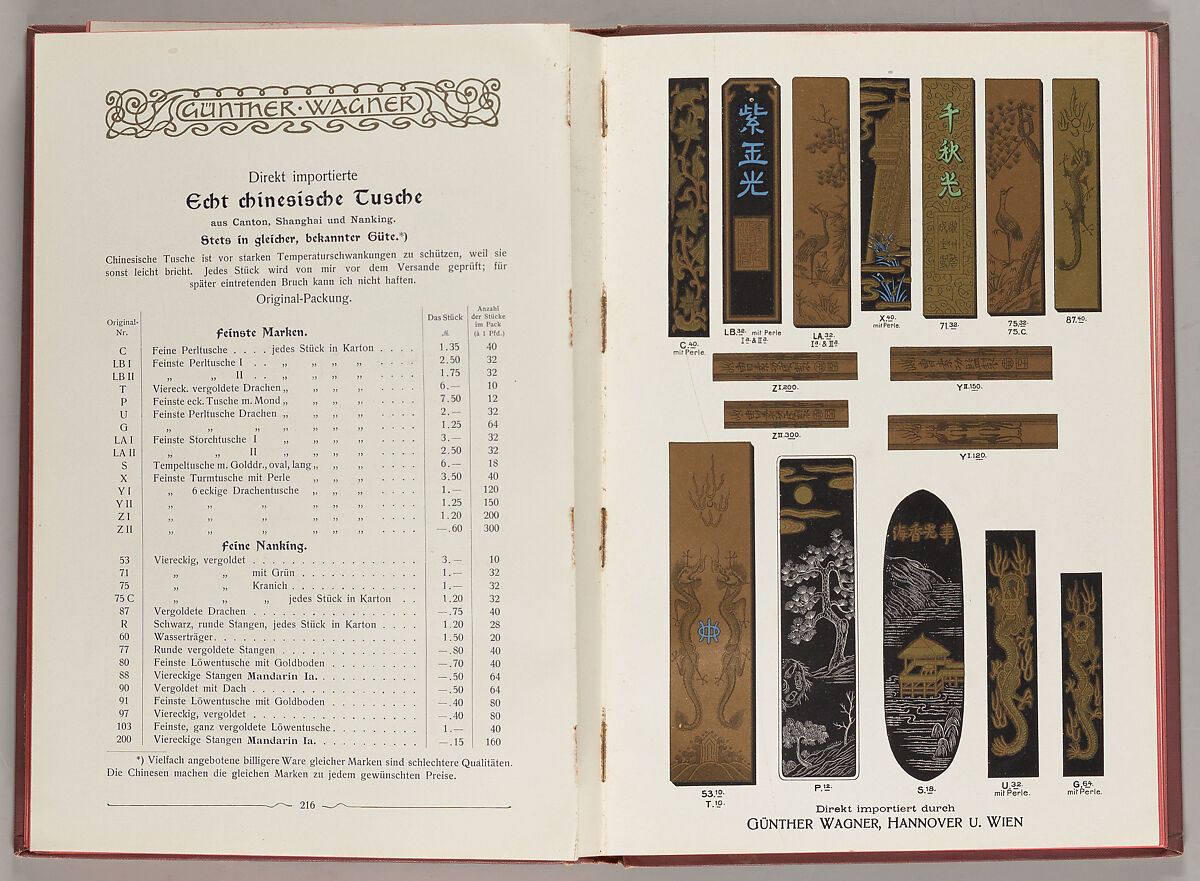 Preisliste Nr. 20B, Günther Wagner