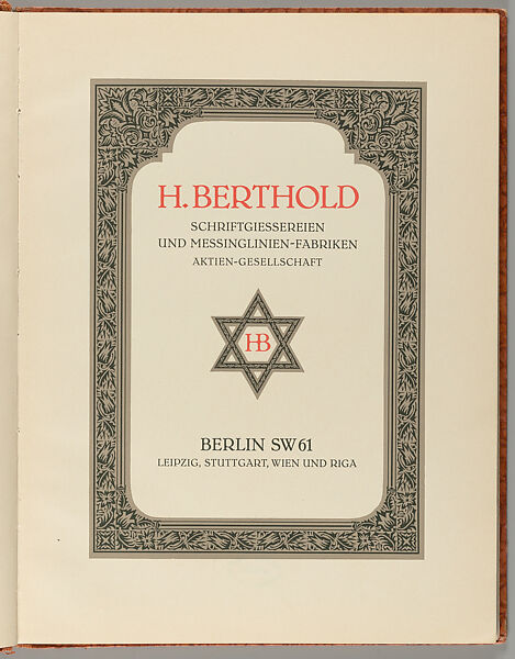 Berthold : shriftgisseray un mesinglinie fabrikn aktsiengezelshaft, H. Berthold Messinglinienfabrik und Schriftgiesserei