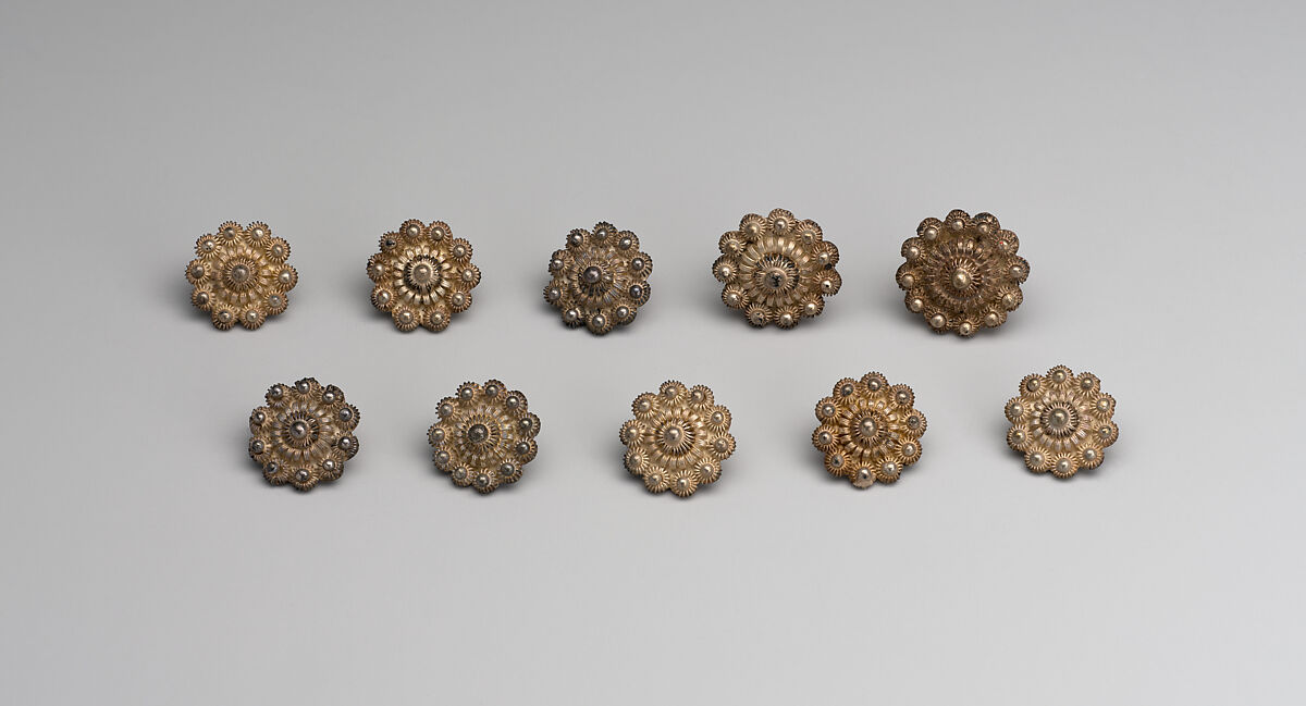 16-piece parure, Jacob Ulrich Holfeldt Tostrup (Norwegian, Sande, near Stavanger 1806–1890 Christiana (now Oslo)), Silver filigree, Norwegian, Christiania