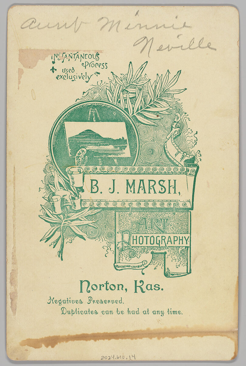 [Merchants' Carnival Portrait: B.J. Marsh Photography Studio, Norton, Kansas], B. J. Marsh (American, active 1880s–90s), Albumen silver print