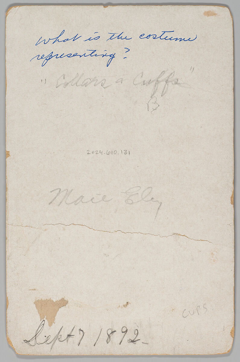 [Merchants' Carnival Portrait: Collar and Cuff Maker, Oshkosh, Wisconsin], Cook Ely (American, 1846–1923), Gelatin silver print