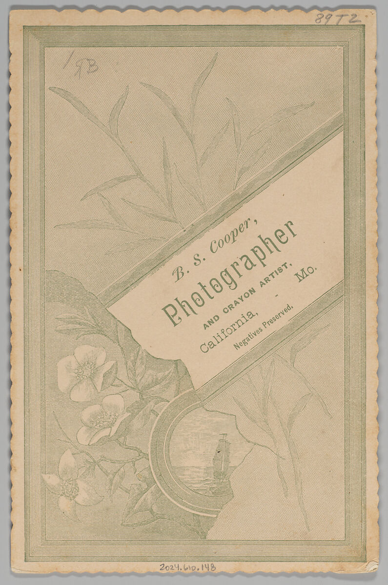 [Merchants' Carnival Portrait: Yarnell and Short, California, Missouri], B. S. Cooper (American, active 1880s–1890s), Albumen silver print