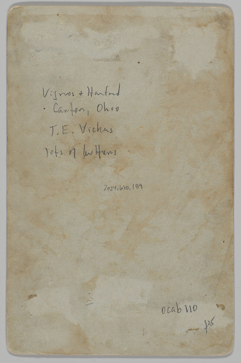 [Merchants' Carnival Portrait: T. E. Vickers, Canton, Ohio], Vignos &amp; Hurford (American, active 1880s–1890s), Albumen silver print