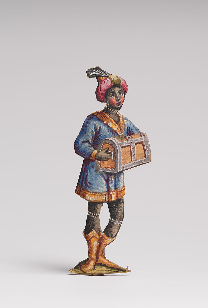 Attendant with coffer, Gouache on paper, Southern German