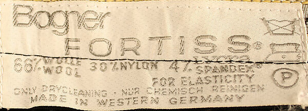 Ski trousers, Bogner of America (German, founded 1936), wool, nylon, lycra, spandex, metal, German