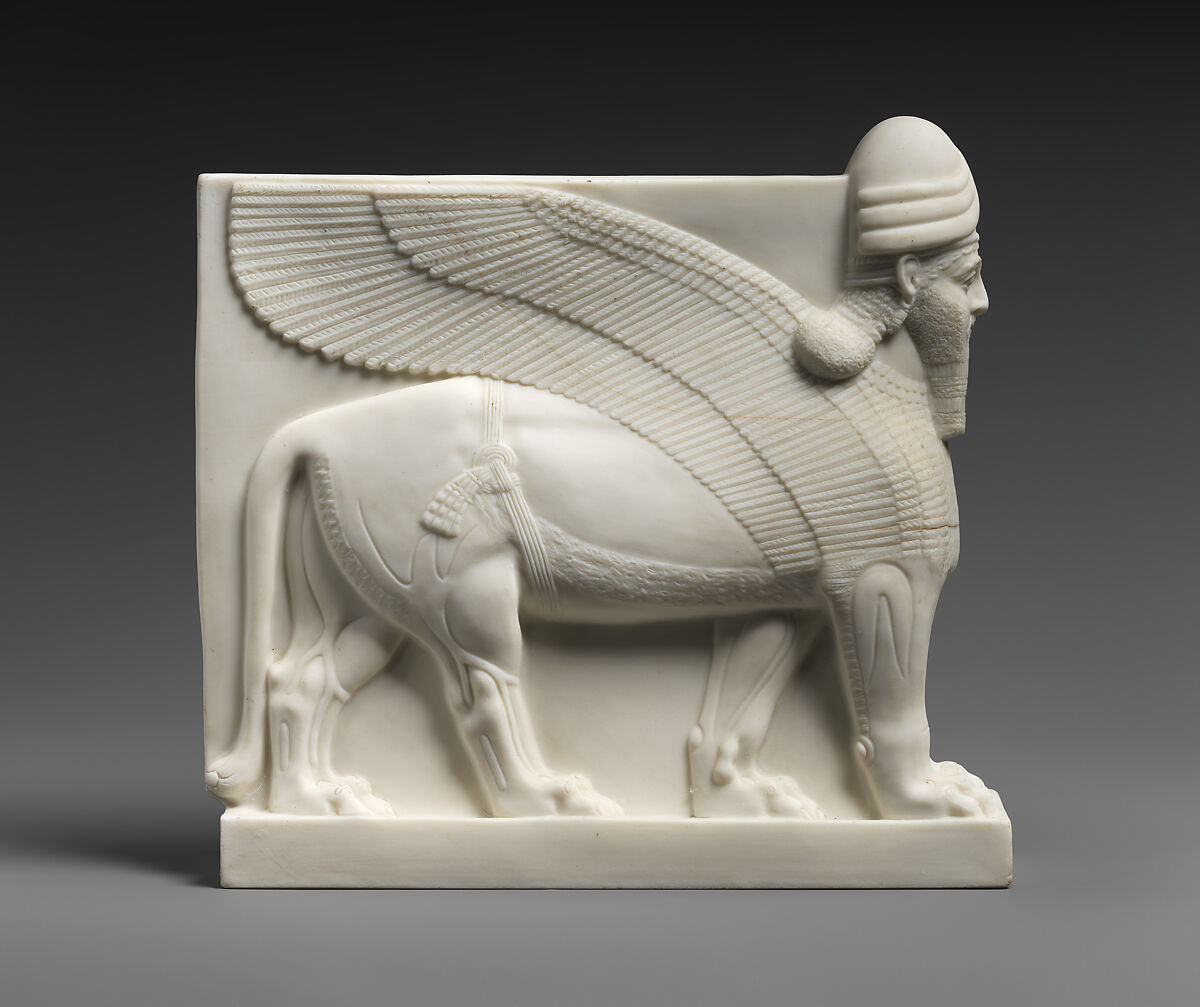 Human-headed winged lion and bull, Unglazed porcelain (Parian ware), British