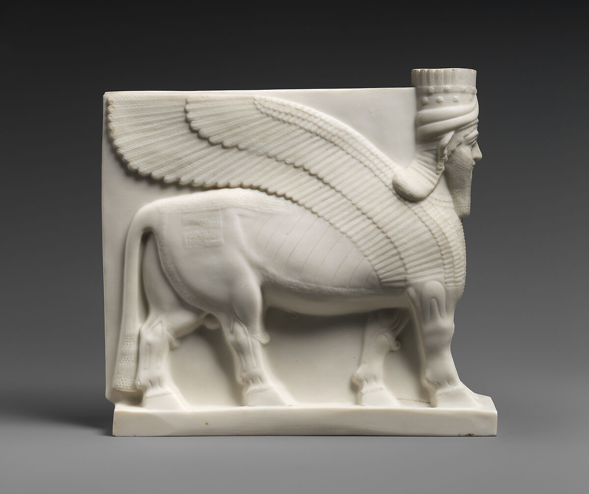 Human-headed winged lion and bull, Unglazed porcelain (Parian ware), British