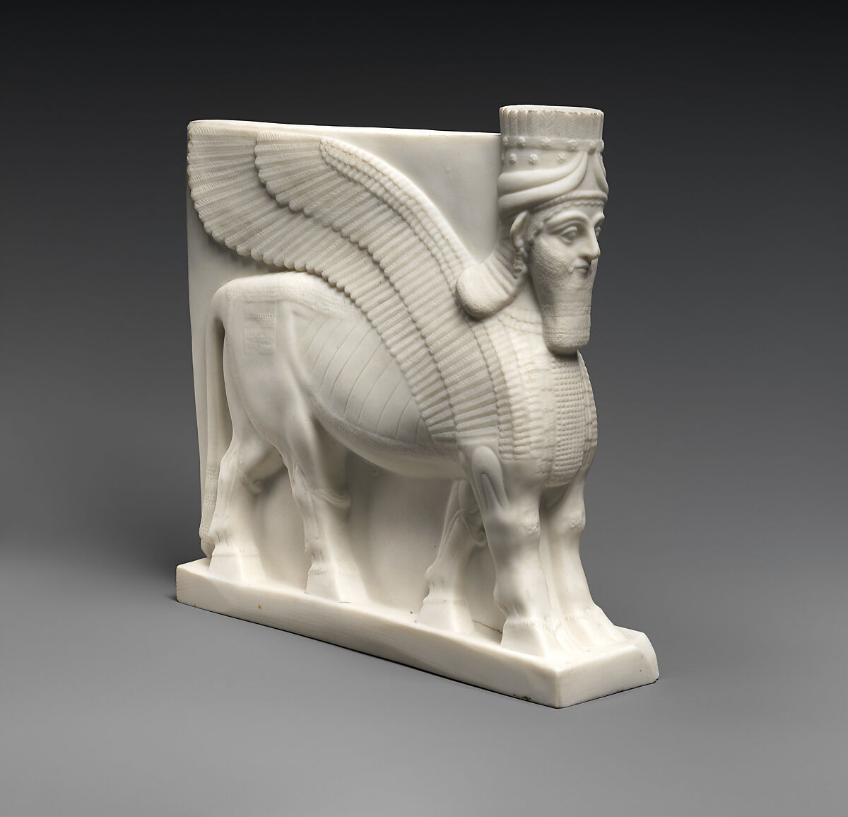 Human-headed winged lion and bull, Unglazed porcelain (Parian ware), British