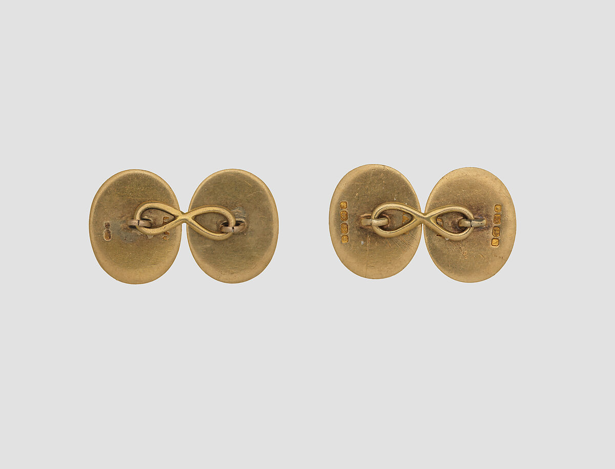 Cufflinks with Assyrian human-headed winged bulls, Gold, British