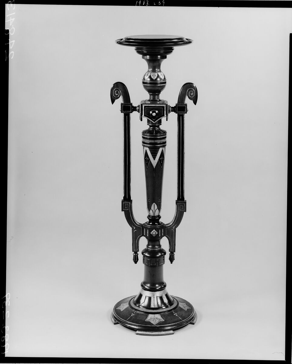 Pedestal, Walnut, ebonized, American 