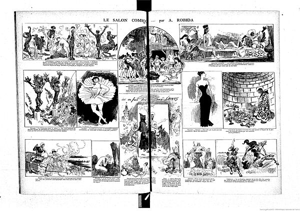 "Le Salon Comique" from La Caricature, Albert Robida  French, Lithographs, some hand-colored