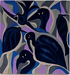 Les oiseaux bleus, éd. 7/8, Ansoumana Diédhiou (Senegalese, 1940–2001), Cotton (warp), wool (weft), and other unidentified fibers, Senegalese