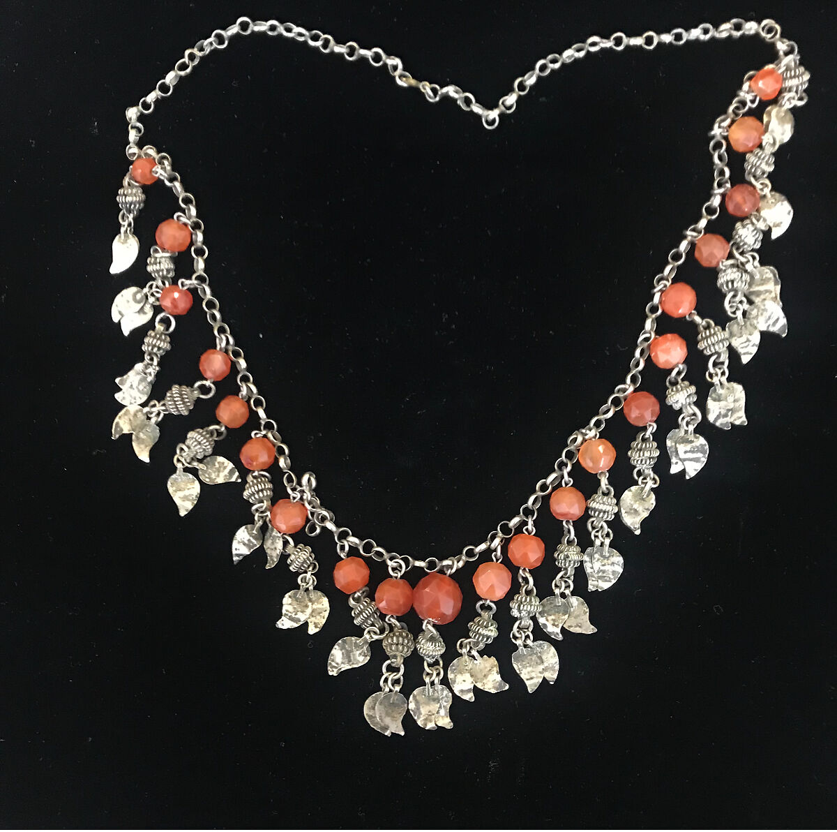 Necklace with Faceted Carnelian, Silver, carnelian 
