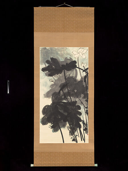 Lotus, Chang Dai-chien (Zhang Daqian) (Chinese, 1899–1983), Hanging scroll; ink and color on paper, USA
