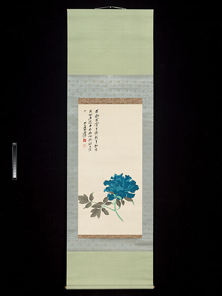 Budda's Head Blue Peony, in the manner of Song Emperor Huizong, Chang Dai-chien (Zhang Daqian) (Chinese, 1899–1983), Hanging scroll; ink and color on paper, USA