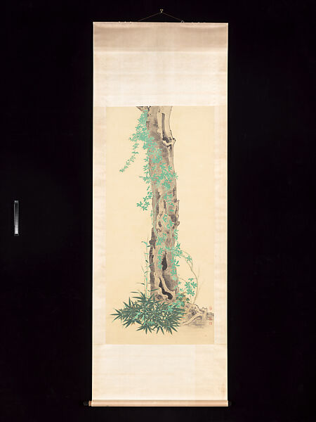 Tree trunk, bamboo, and vine, Chang Dai-chien (Zhang Daqian) (Chinese, 1899–1983), Hanging scroll; ink and color on paper, USA