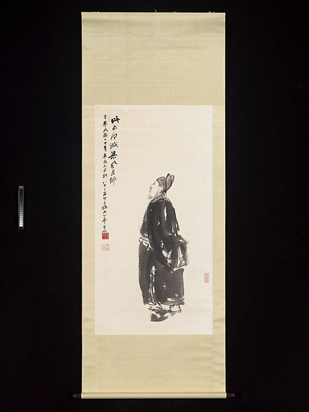 Standing Scholar in the Style of Liang Kai, Chang Dai-chien (Zhang Daqian) (Chinese, 1899–1983), Hanging scroll; ink on paper, Taiwan