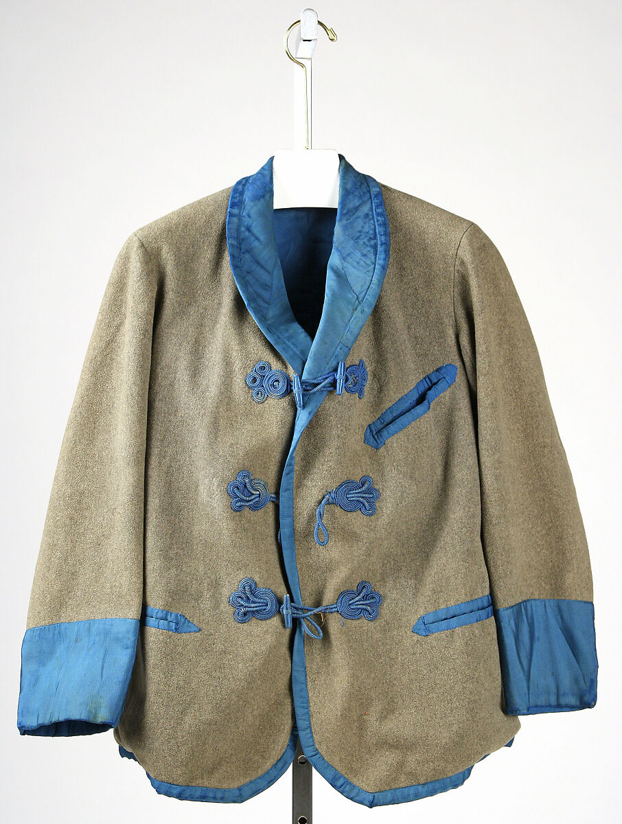 Smoking jacket, wool, silk, American or European 