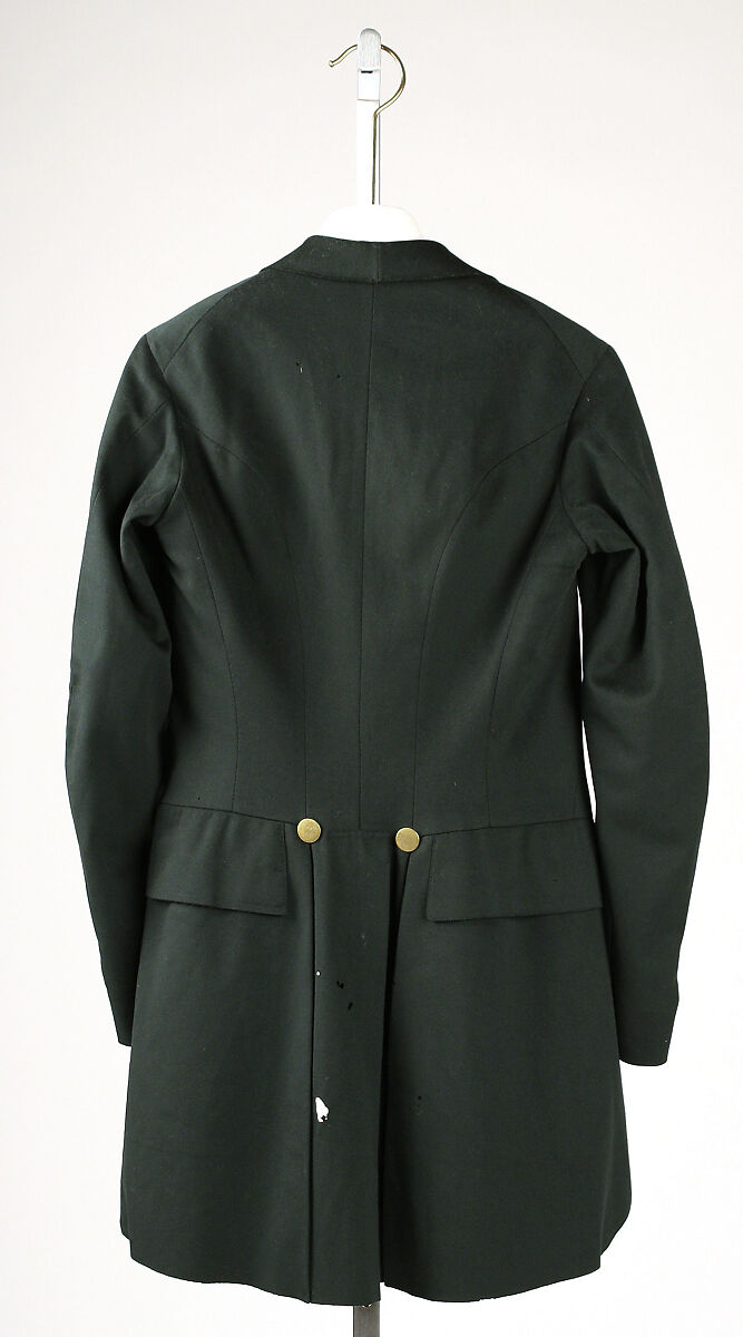 Cutaway coat, wool, metal, American