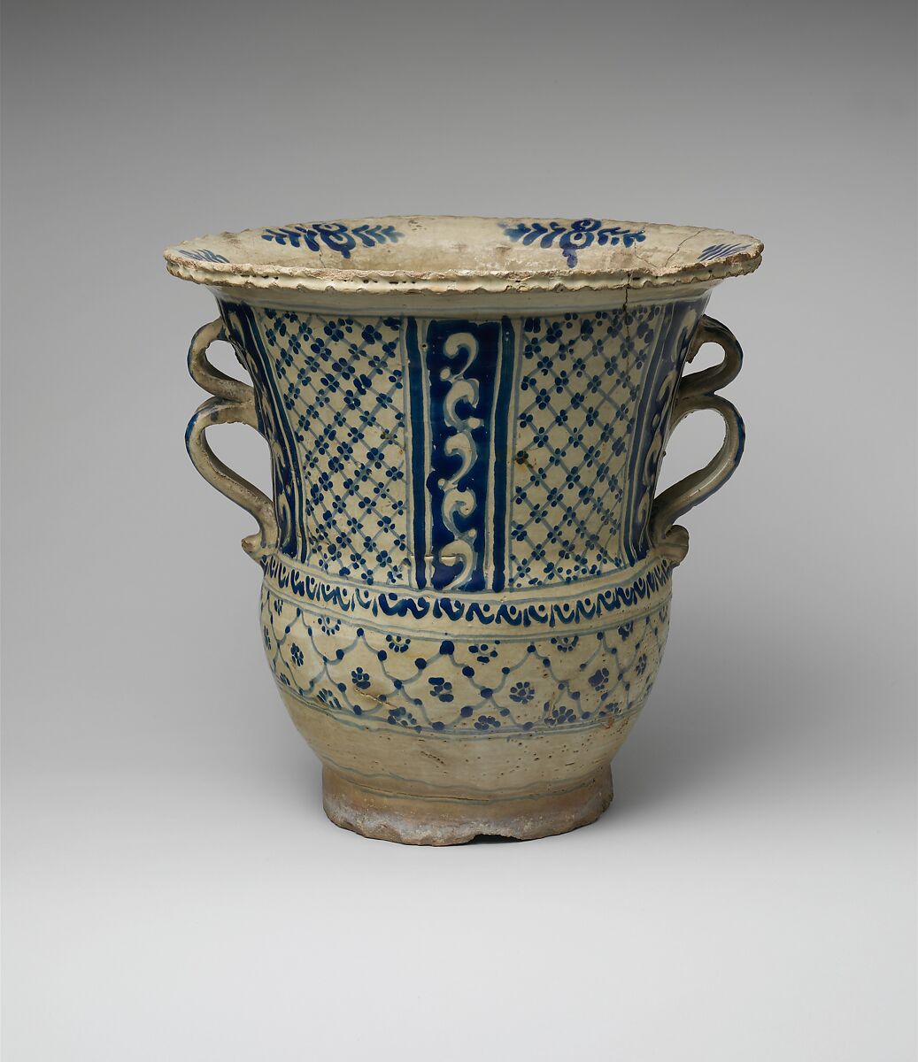 Flower Pot, Tin-glazed earthenware, Mexican 