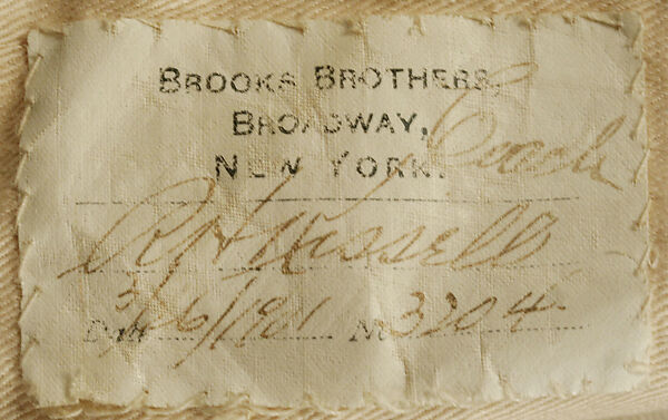 Livery, Brooks Brothers (American, founded 1818), wool, cotton, American