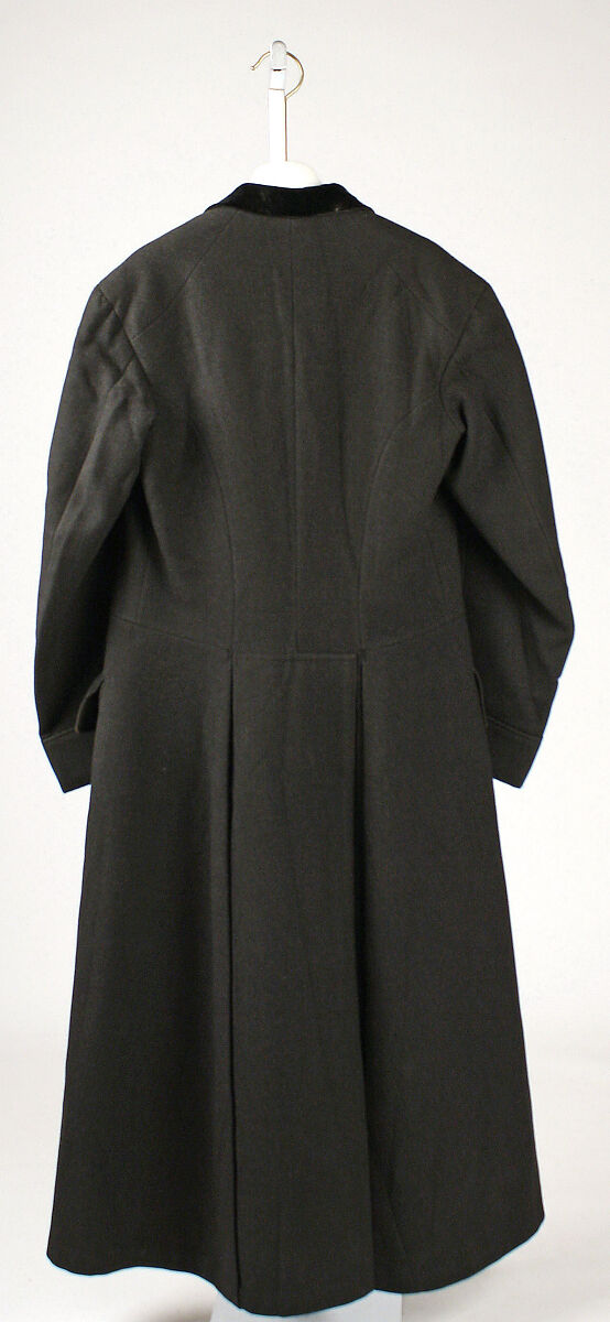 Coat, wool, silk, probably American