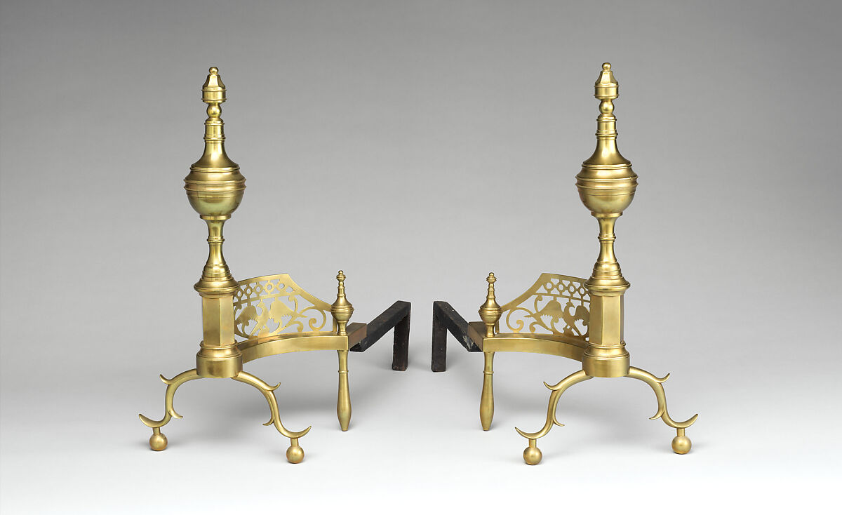 Andiron, Brass, iron, American 