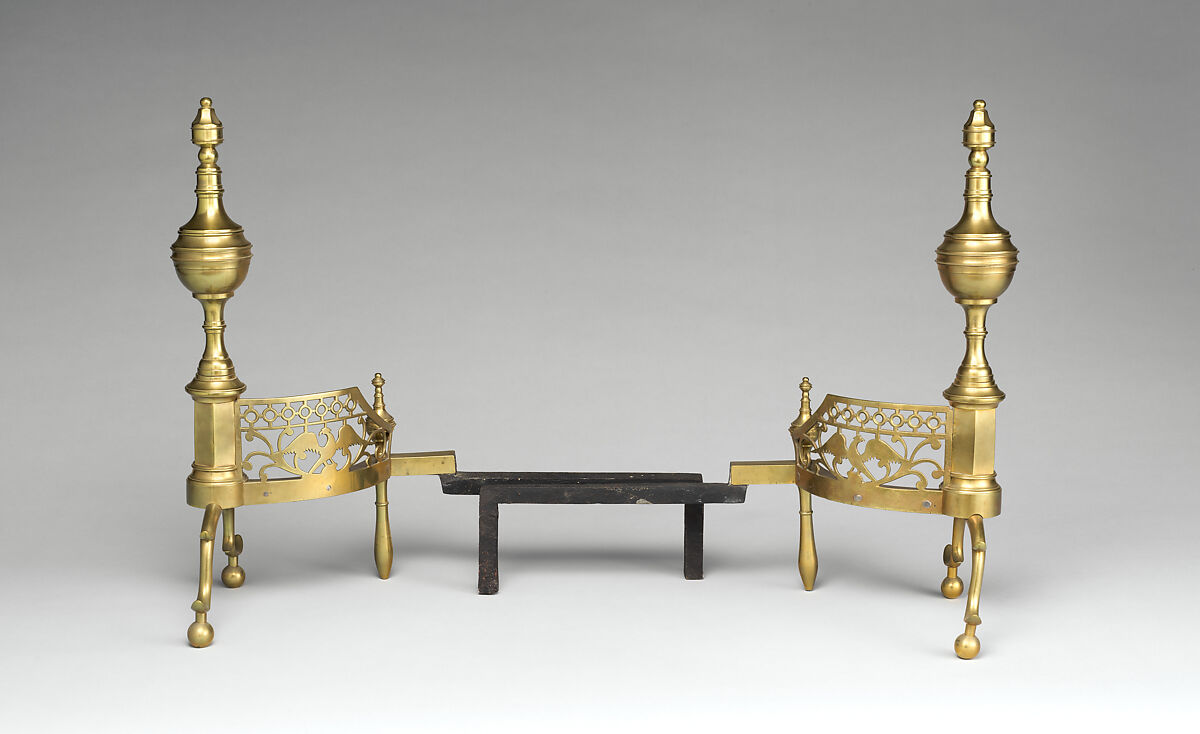 Andiron, Brass, iron, American