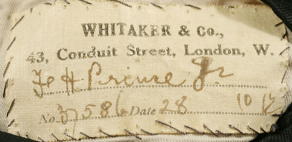 Cutaway coat, wool, silk, British