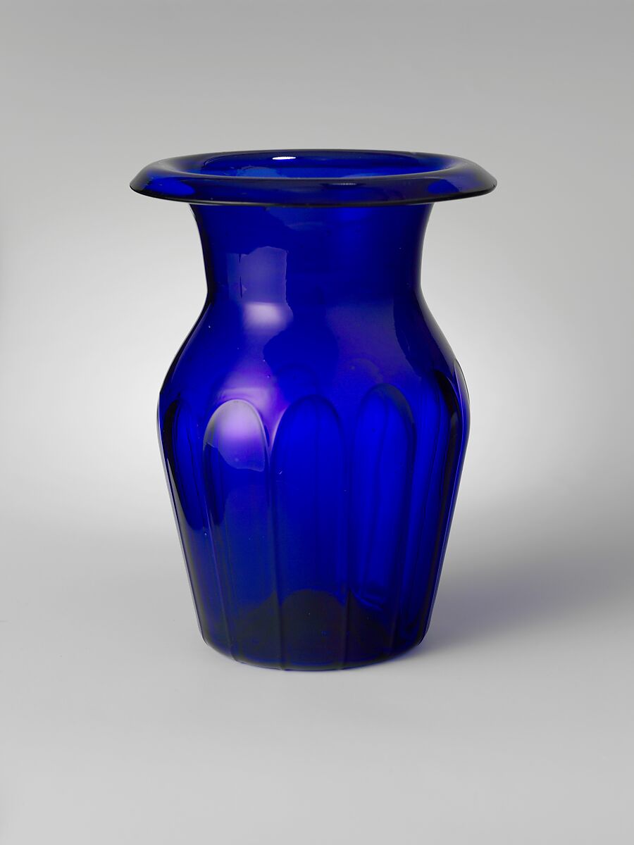 Vase, Blown pattern-molded glass, American 
