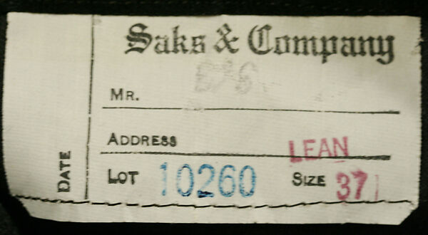 Tuxedo, Saks Fifth Avenue (American, founded 1924), wool, silk, American