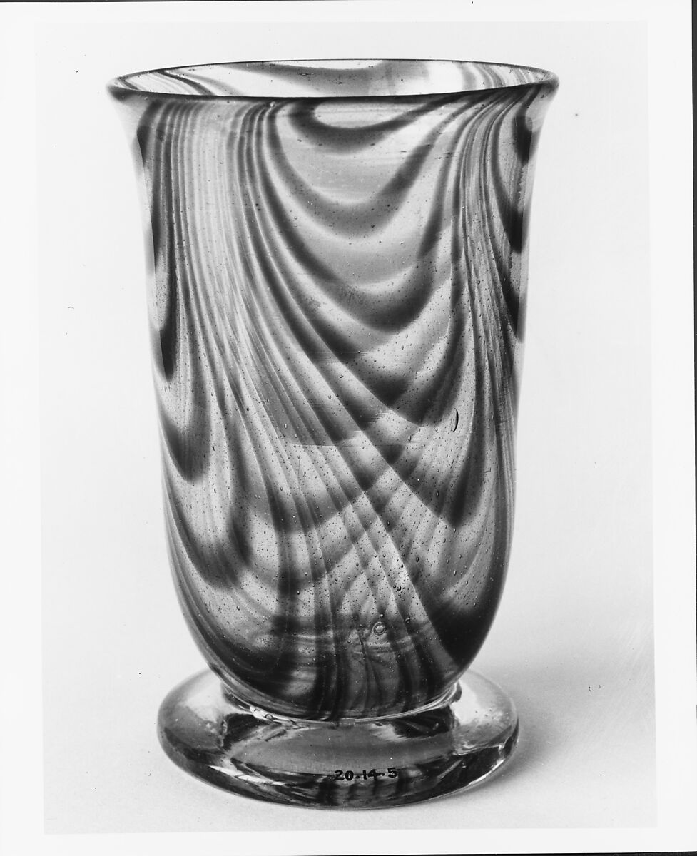 Vase, Free-blown aquamarine and red glass, American 