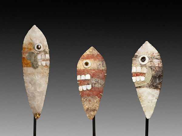 Tecpatl (Mictlantecuhtli, Lord of the underworld), Flint (silex), obsidian, pigments, Mexica (Aztec)